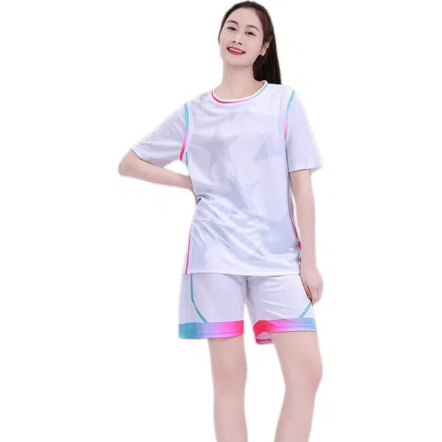大白鲨 夏季拼色运动套装冰丝速干假两件私人定制图案篮球服 男女同款