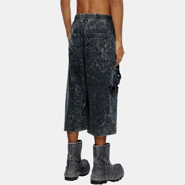 DIESEL SS24 Printed Elastic Waist Pants Black