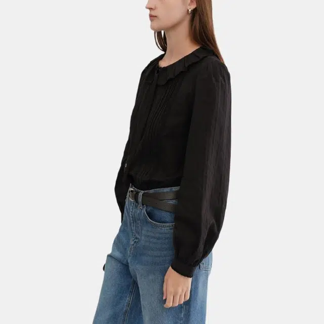 Dunst EXCLUSIVE VINTAGE RUFFLE BLOUSE BLACK