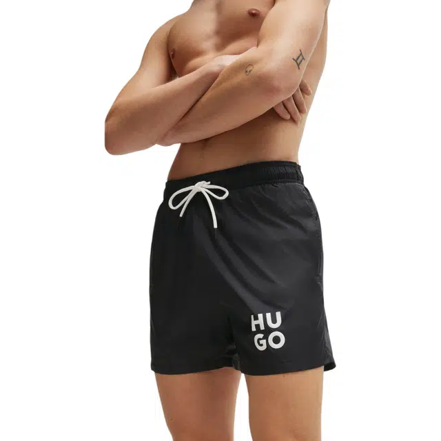 HUGO BOSS Quick-Dry Swim Shorts With Stacked-Logo Print