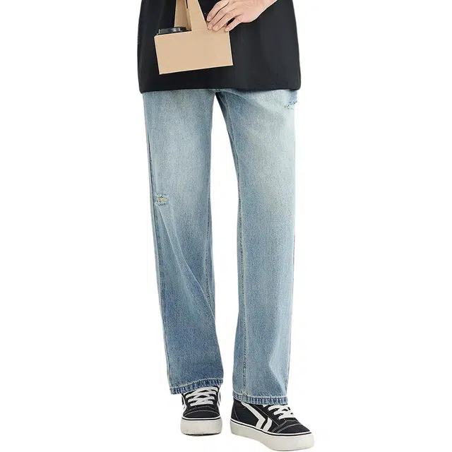 三福 宽松直筒中低腰长裤牛仔裤 男款