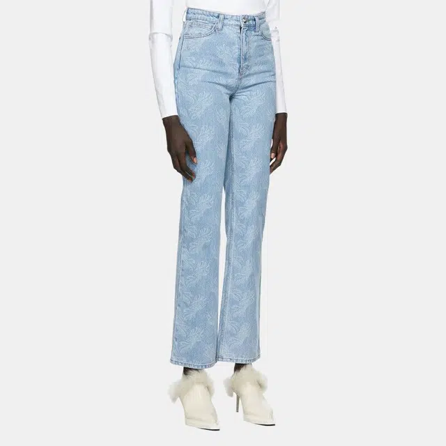 WE11DONE FW21 Paisley Print Jeans Blue