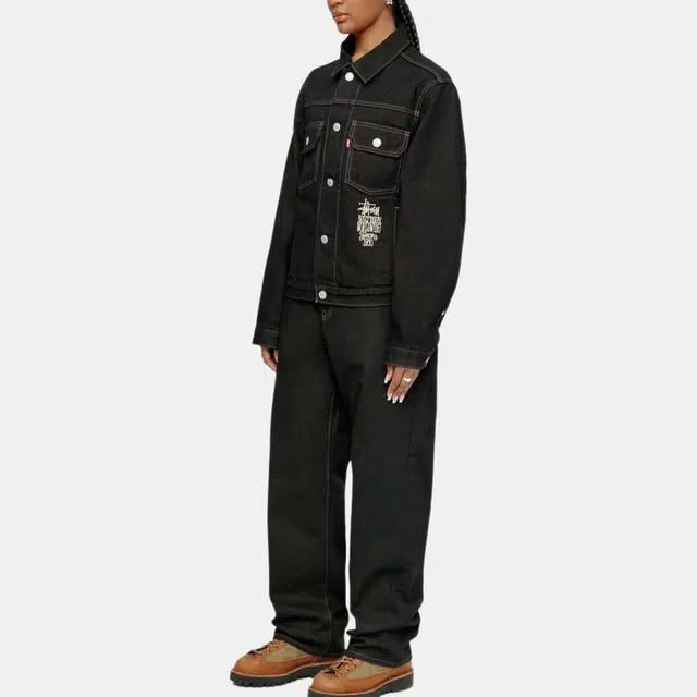 Stussy x Levi's SS24 Logo Embroidered Trucker Jacket Black