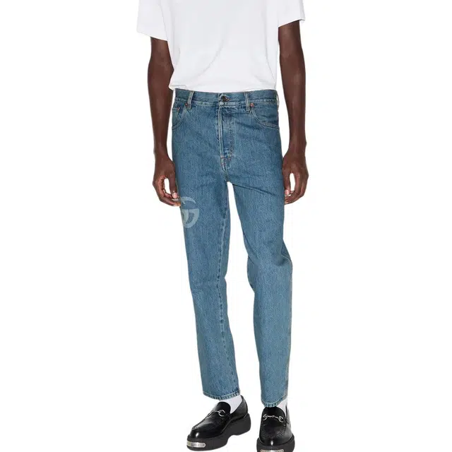 Gucci Logo Mid-Rise Slim Jeans Blue