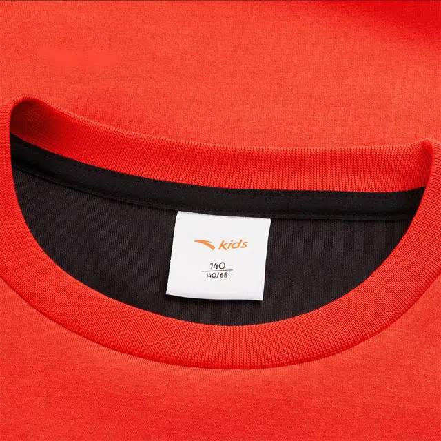 青少年 安踏儿童 字母拼色圆领舒适透气针织卫衣 新国旗红