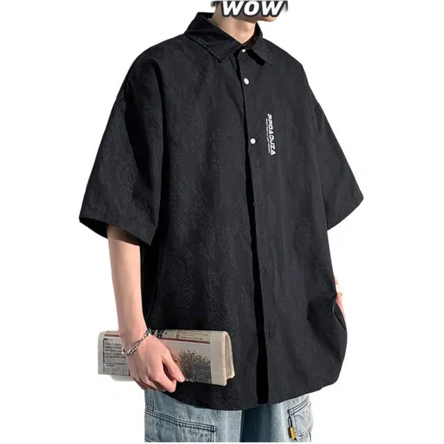 【dme】 美式休闲男夏季薄潮牌潮流宽松衣服日系短袖衬衫 男女同款