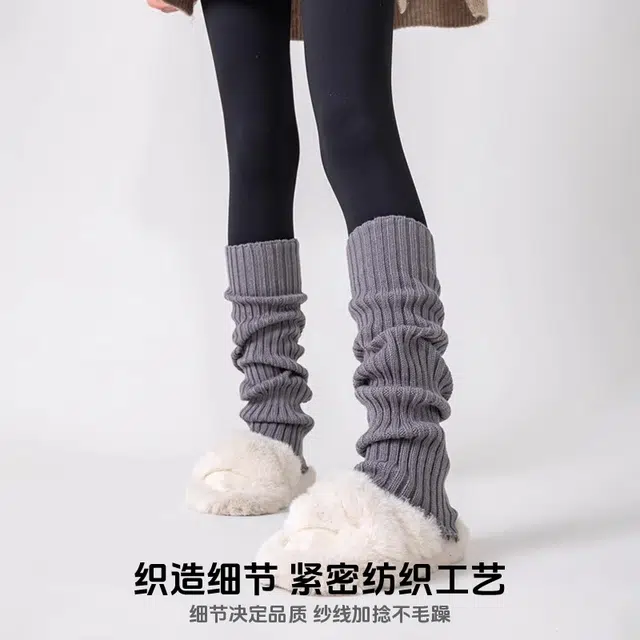 十三日季 袜套加厚保暖发热雪地靴堆堆中筒袜 女款