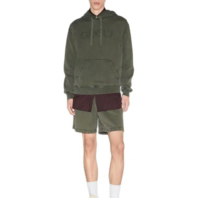 GUCCI FW24 Embroidered Cotton Sweatshirt Forest Green