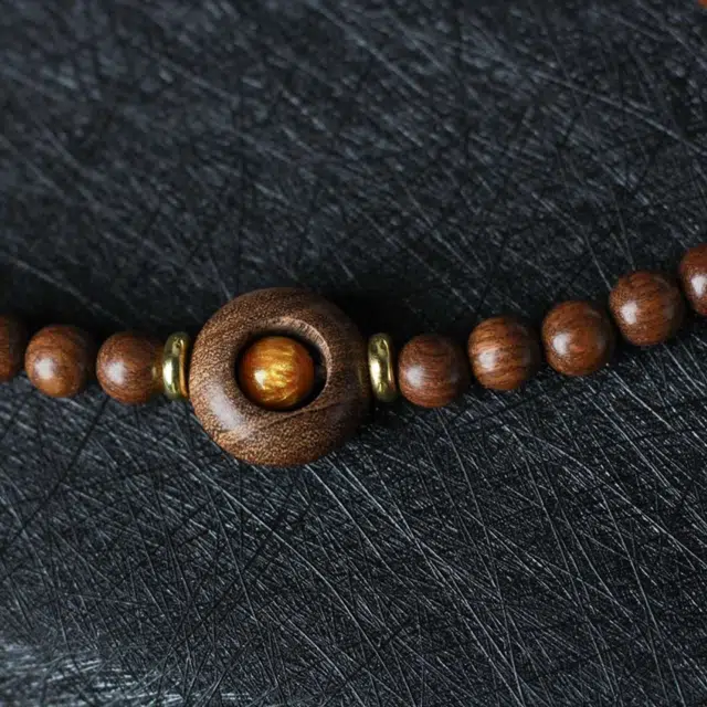 爵倾 时来运转古雅经典宫锁珠链手串 金丝檀木 珠串 男女同款情侣款