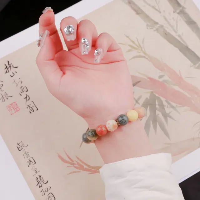 悠笙 有钱花 招财猫爪 彩色多巴胺奶油文玩 六字真言转运珠 新中式国潮风 菩提根 手串 男女同款情侣款
