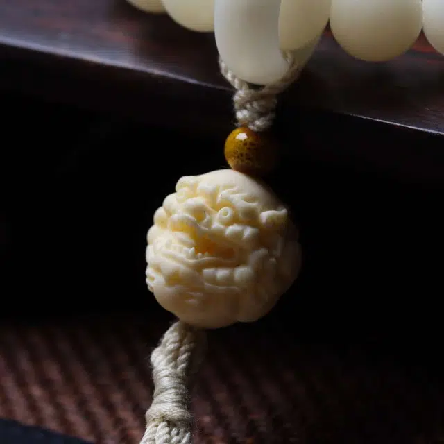 爵倾 圆珠搭配跑环、象牙果抱球貔貅#好运 白玉菩提 珠串 男女同款情侣款