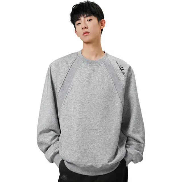 火火兔 美式分割设计弧形解构螺纹线条拼接硬挺宽松显肩宽大码可穿打底衫高级感潮牌运动通勤无性别主义秋冬套头长袖卫衣 男女同款