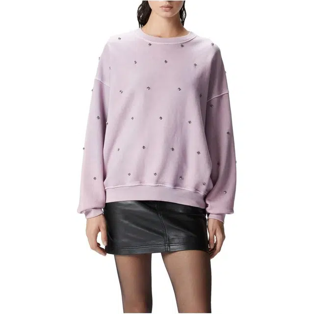 PINKO SS24 Applique Crewneck Sweatshirt Pink