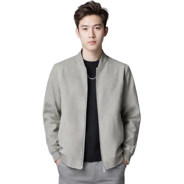 华夏儿女 秋季美式复古基础款松弛感纯色拉链夹克 男女同款