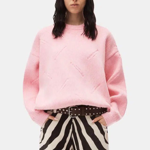 Alexander Wang FW23 Embossed Logo Pullover Pink