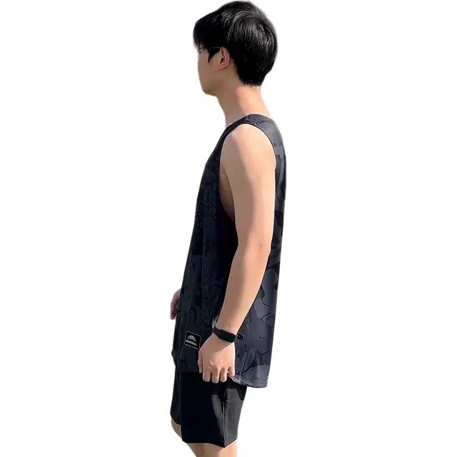 超级安踏 满印圆领舒适吸湿排汗百搭休闲篮球背心 男款 豆灰绿