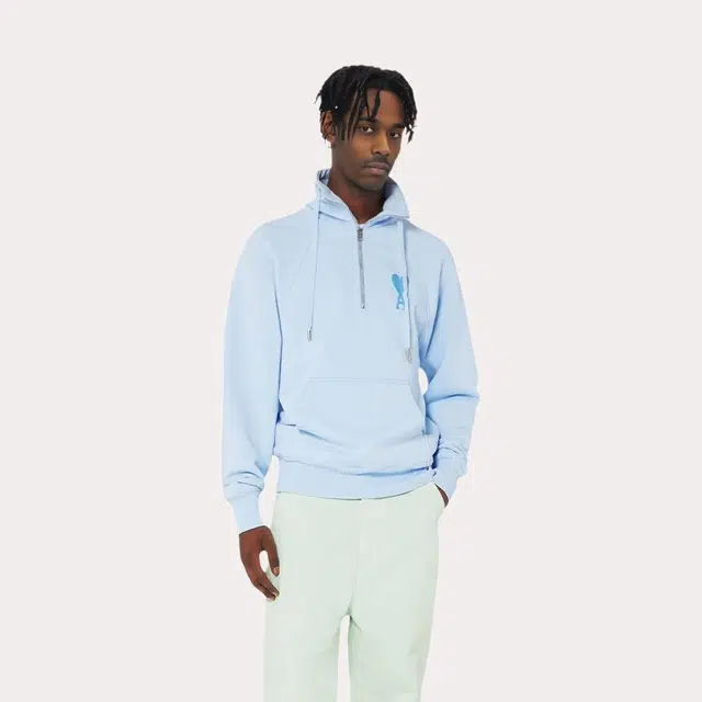 AMIPARIS SS22 Logo Half-Zip Pullover Blue