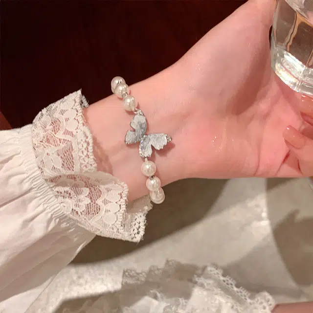 尚先生 冷淡风森系小清新轻奢气质高级感甜美可爱小众设计翩翩起舞锁骨链 超闪绝美渐变星空蓝流苏套装 合金 项链 女款