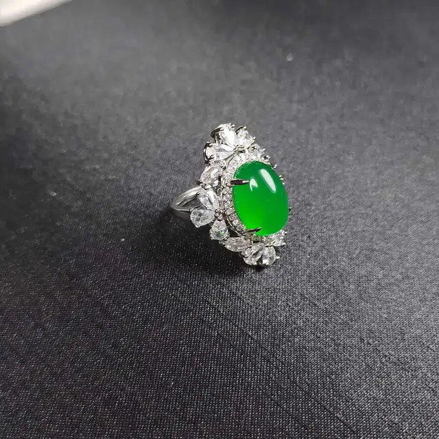 识恩 冰绿蜜恋简约精致轻奢复古国风气质优雅小众清冷高级感温婉细腻 玉髓 戒指 女款