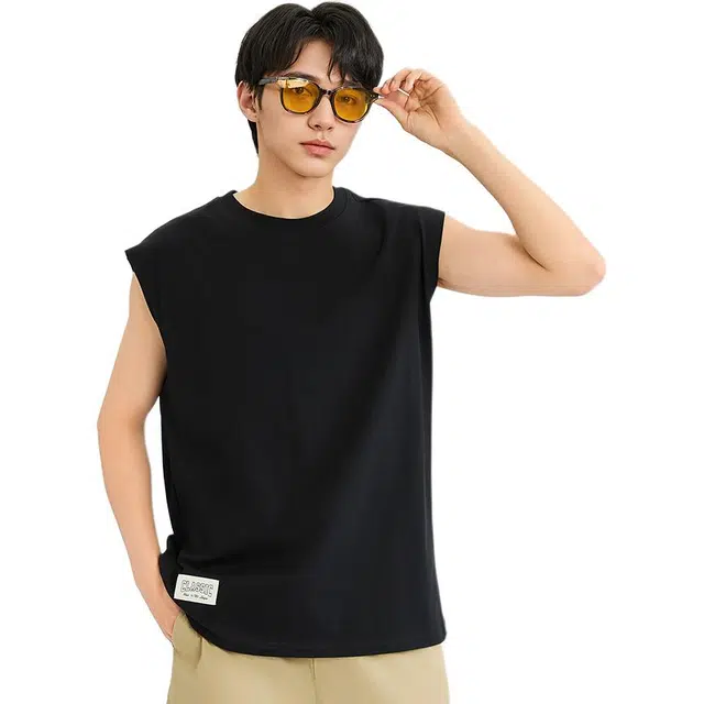 三福 简约宽肩夏季圆领背心 男款