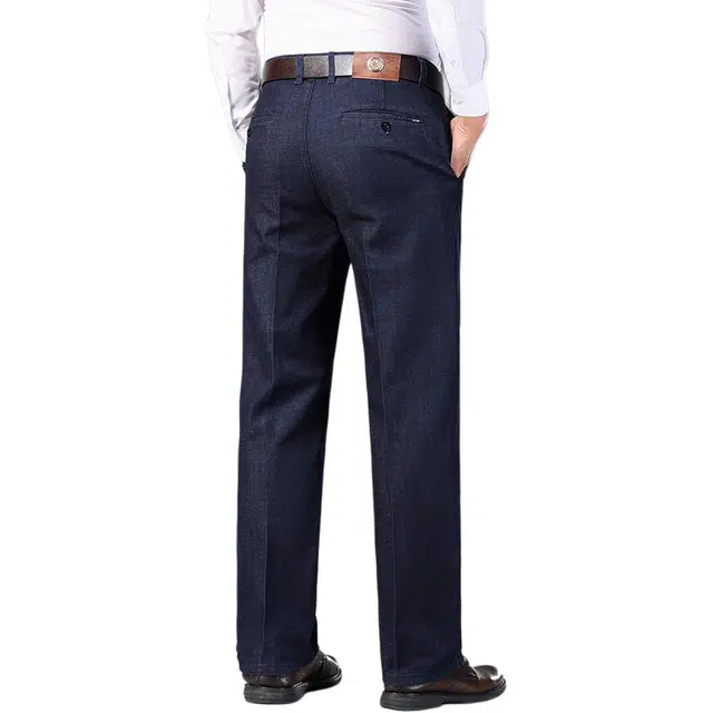 老爷车 男装秋季厚款商务直筒耐磨休闲绅士纯色基础款大众牛仔裤 男款