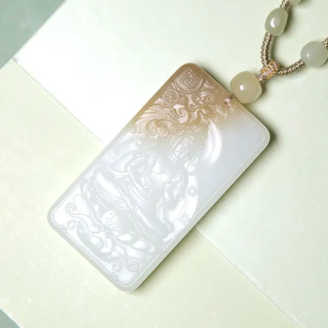 匠心琢玉 糖色观音玉牌 新中式 国风新潮 和田玉 吊坠 男款 白玉