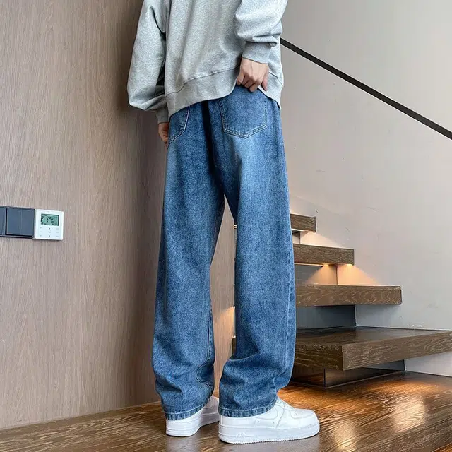 法文箱子 高街宽松直筒潮流百搭休闲阔腿牛仔裤 男款