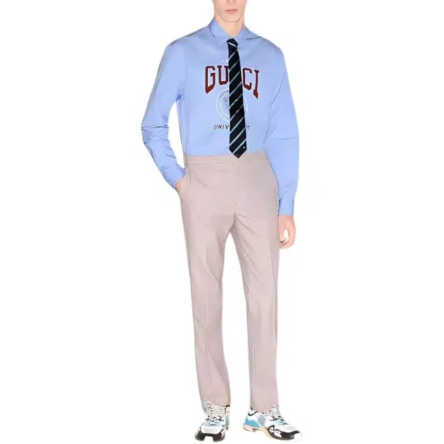 GUCCI SS25 Long Sleeve Shirt Light Blue