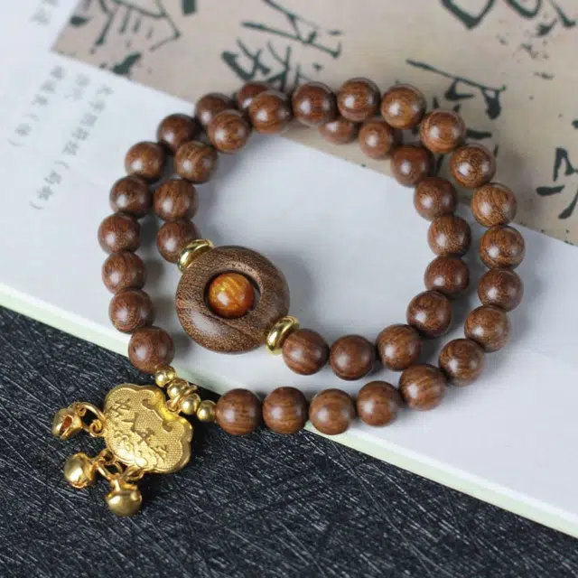 爵倾 时来运转古雅经典宫锁珠链手串 金丝檀木 珠串 男女同款情侣款