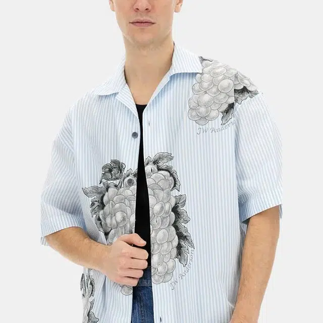 JW Anderson Floral Print Short Sleeve Shirt Blue