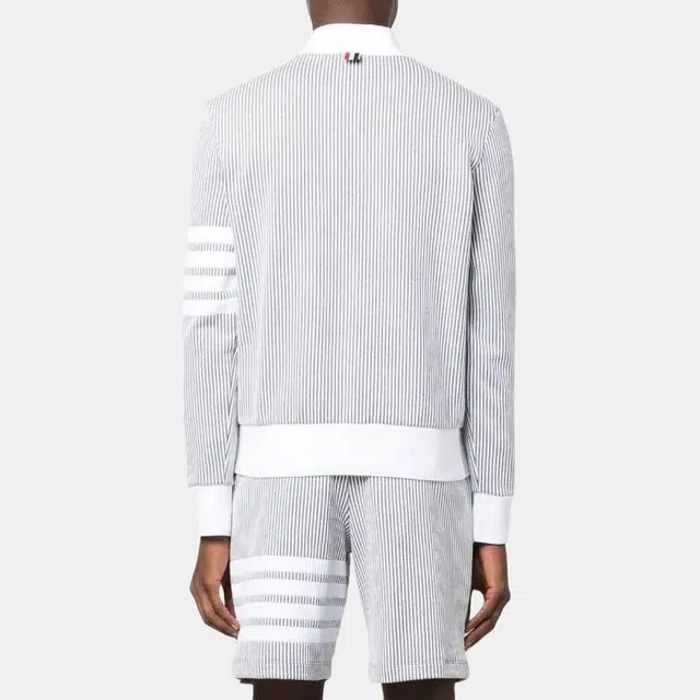 Thom Browne SS23 Classic Four-Bar Crewneck Sweatshirt Light Grey