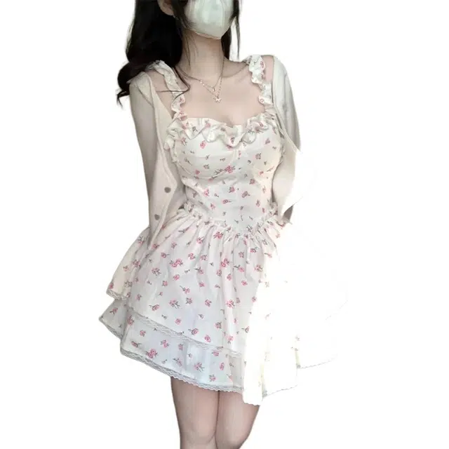 欧阳喜 纯欲风收腰显瘦吊带连衣裙 女款 白色