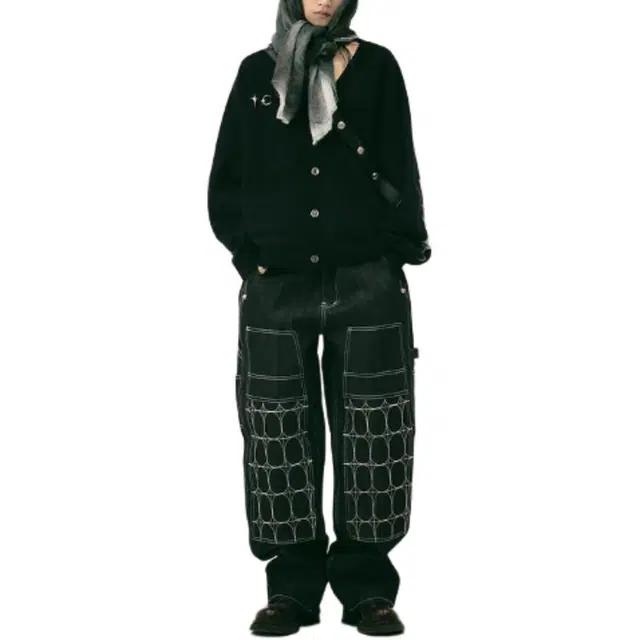 THUG CLUB FW25 FW25 TC Bone Knit Cardigan logo