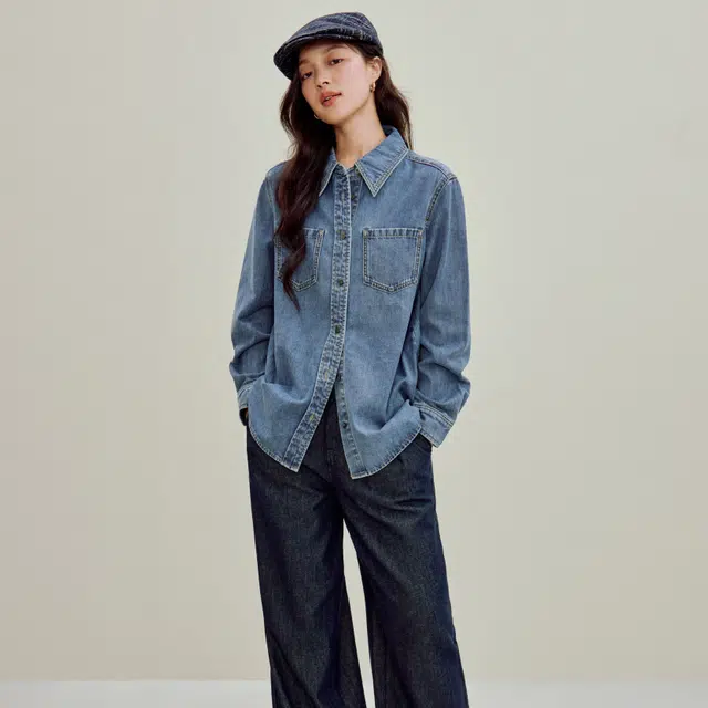 茵曼 时尚舒适休闲百搭长袖衬衫 女款