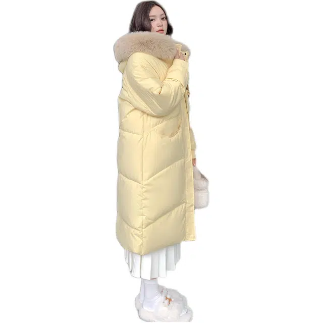 思蓓儿 简约优雅长款冬季赫本风时尚盘扣外套棉服 女款