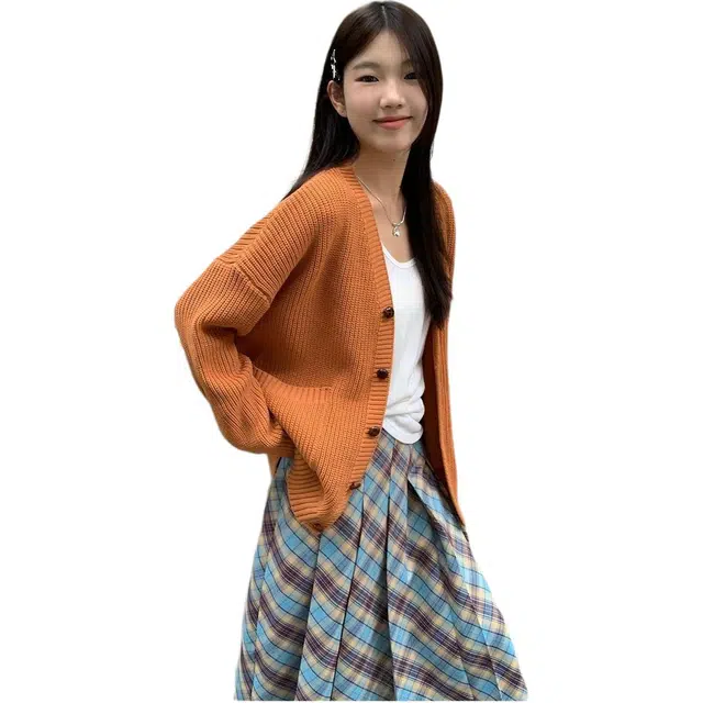 木清清 学院风半身裙显瘦气质高腰格子休闲长裙 女款 蓝色格纹