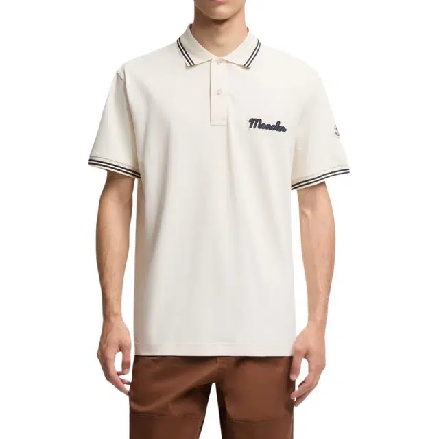 Moncler FW25 Embroidered Logo Cotton Piquet Polo Shirt Polo