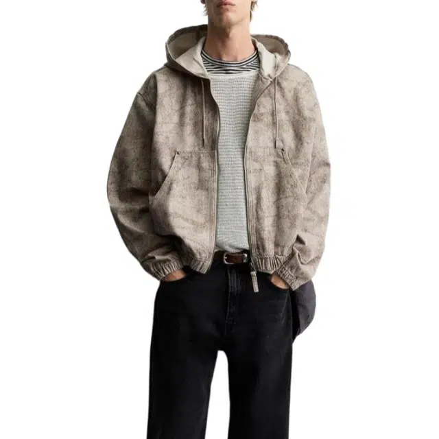 ZARA Casual Hoodie Washed Jacket
