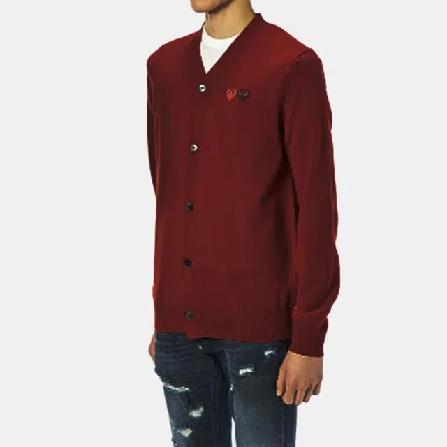 CDG Play Burgundy Cardigan