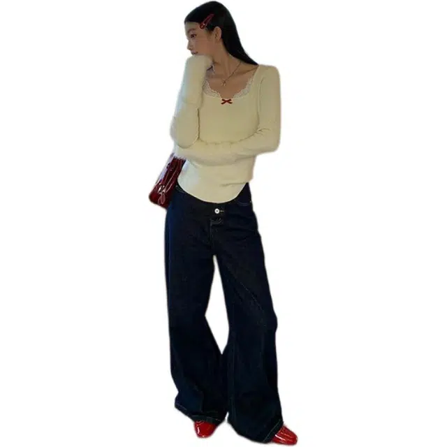 木清清 慵懒风套头复古松弛感高级感软糯针织衫 女款 杏色