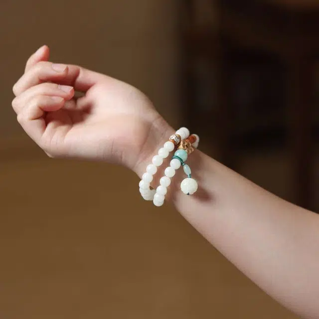 爵倾 黄杨梅花两圈款 白玉菩提 珠串 男女同款情侣款