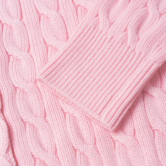 Polo Ralph Lauren Cable-Knit Cotton Crewneck Cardigan Logo