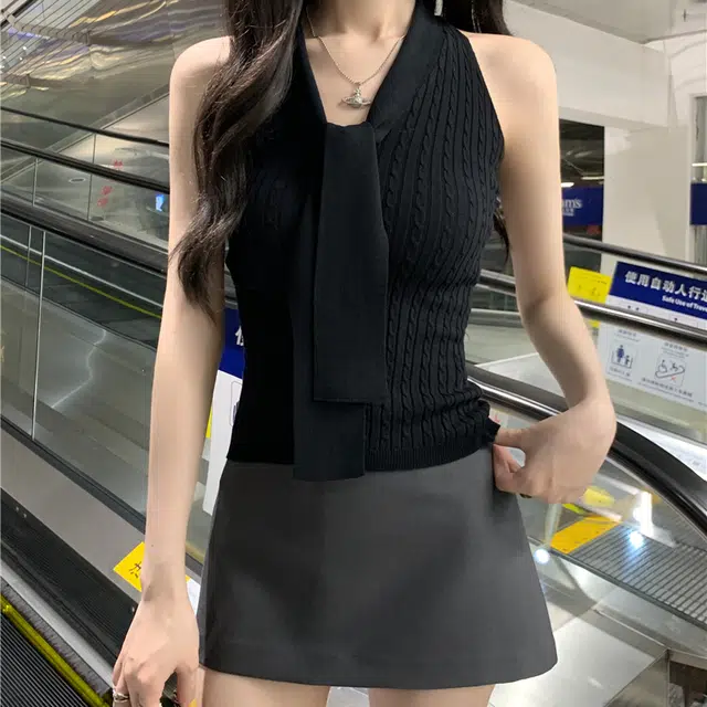 缪斯的诱惑 背心露背高级感无袖挂脖吊带 女款