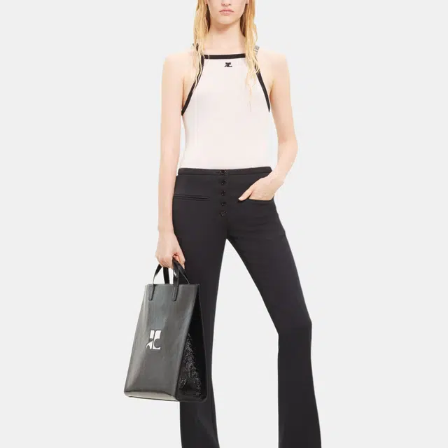 COURREGES SS24 BUCKLE CONTRAST TANK TOP Lime Stone