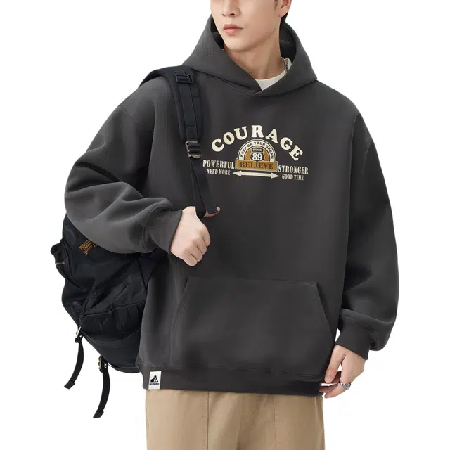 帝狼牛 美式高街潮流字母印花休闲宽松时尚百搭舒适垂感无性别主义日常通勤长袖连帽 卫衣 男女同款