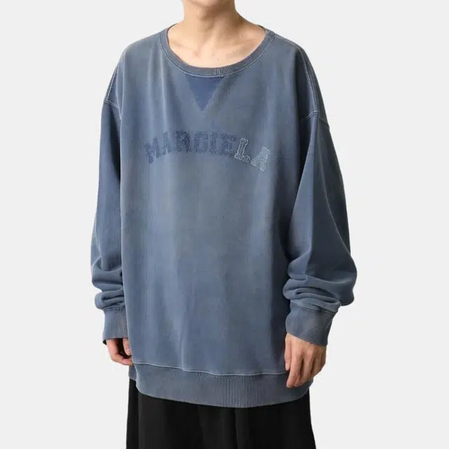 Maison Margiela Logo Embroidered Crewneck Sweatshirt Blue