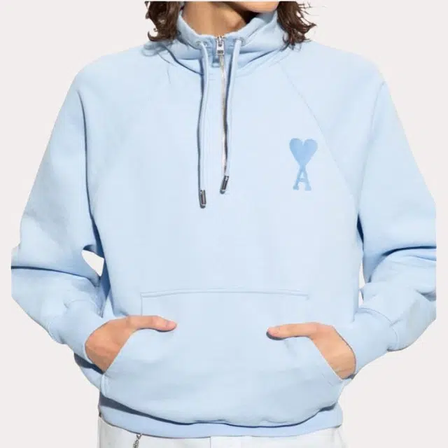 AMIPARIS SS22 Logo Half-Zip Pullover Blue