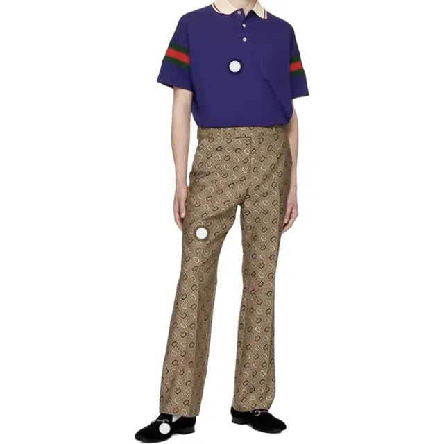 Gucci SS23 Striped Polo Long Sleeve Tee Blue