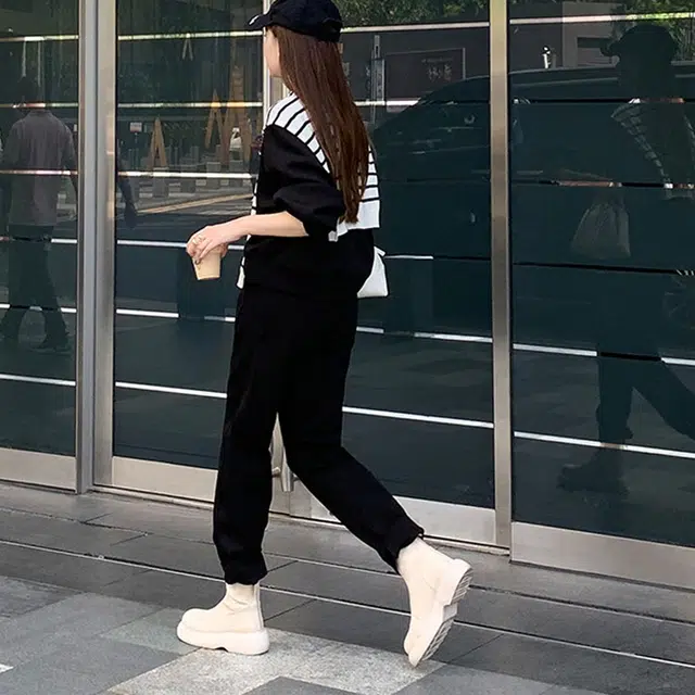 美洋 纯色高腰束脚长裤 女款