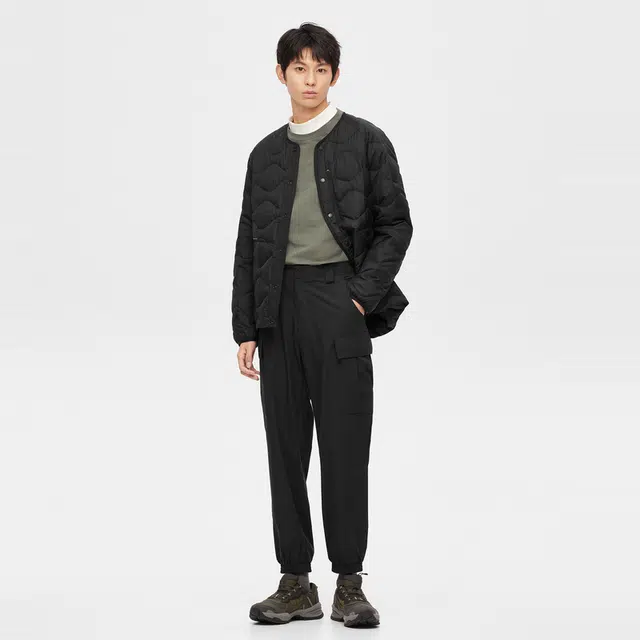 波司登 日系轻薄无领绗缝鹅绒短款羽绒服外套 冬季 男女同款 黑色